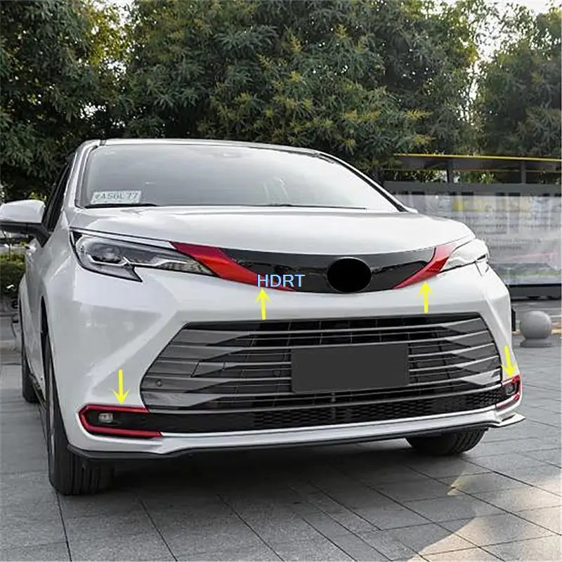 Car Styling Front Head Light Eyebrow Strip Cover Trim Lamp Frame Sticker For Toyota Sienna/Granvia 2021 + Decoration Accessories