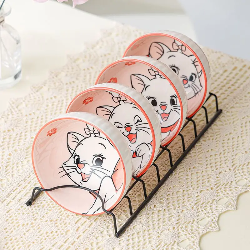 Picture 4: Disney 4pcs/set household cartoon mary cat ceramic rice bowl kitchen tableware rice bowl cute ceramic tableware girl tableware
