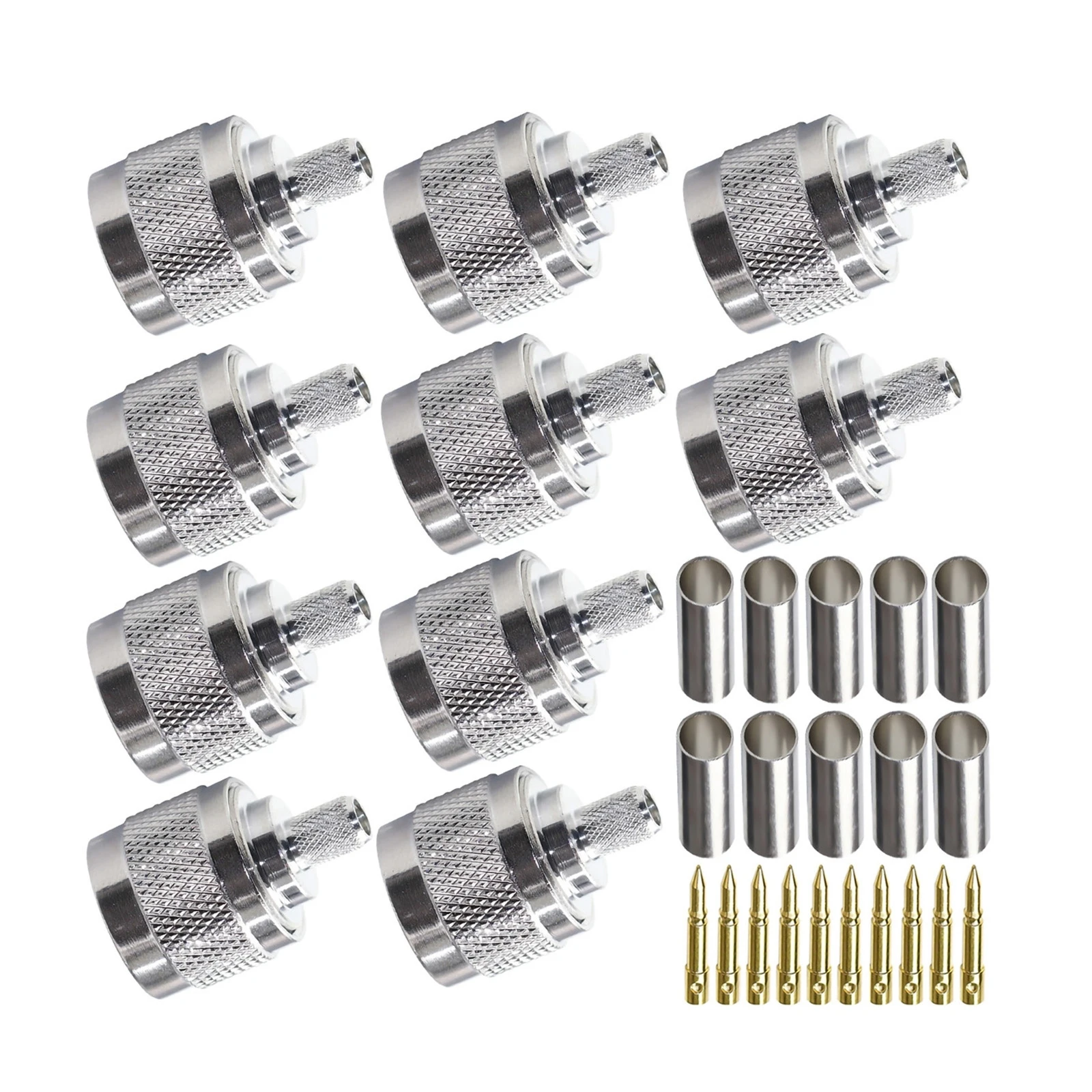 10Pcs NJ-4สำหรับ LMR240 N ประเภทหัวเชื่อมปลั๊ก Low Loss RF Coaxial Connector 10ชิ้น