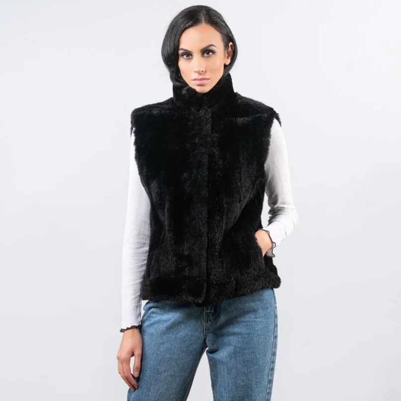 2023 New Real Rabbit Fur Vest Keep Warm and Fashionable in Winter Real Fur Jacket