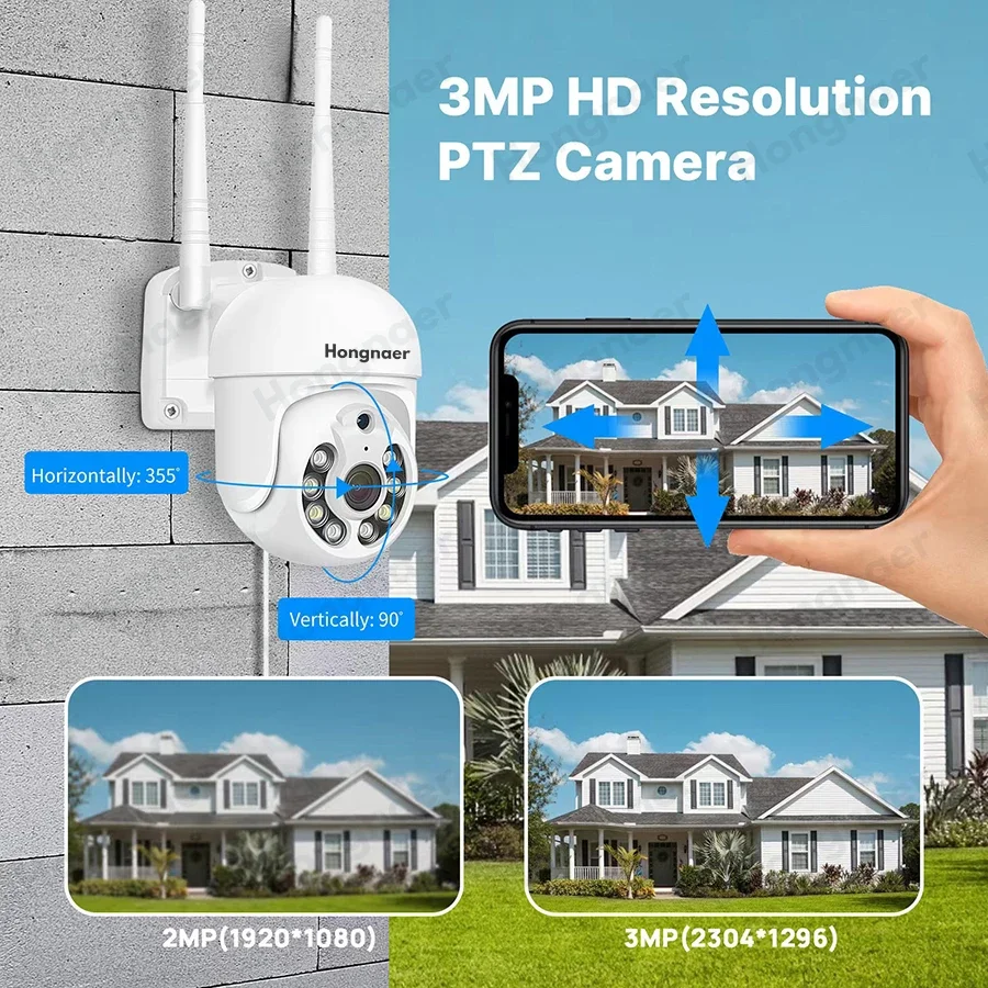 3MP HD 4CH 8CH WIFI Беспроводная система видеонаблюдения Двусторонняя аудио WIFI PTZ-камера NVR Комплект наблюдения