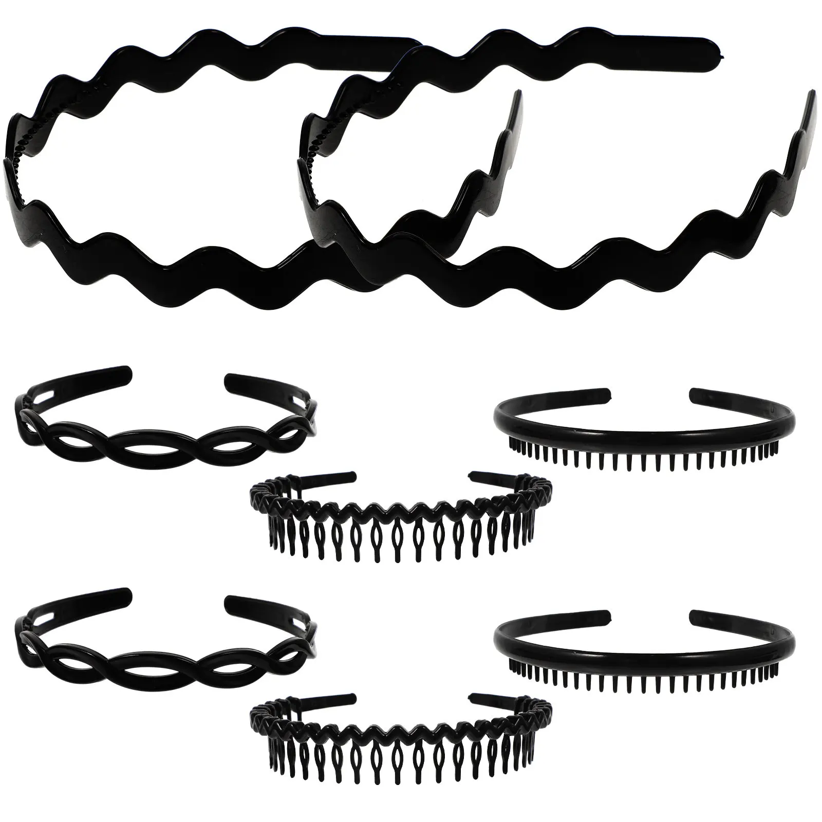8Pcs Non-Slip Headbands for Women Hair Teeth Design Makeup Workout Face Wash Hairbands Fashion Thin Hairbands Girls