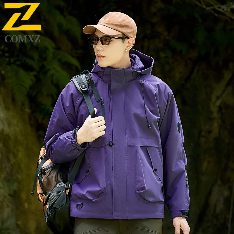 COMXZ 3-in-1 Waterproof Windproof Jacket for Couples Winter Detachable Down Coat Mountain Climbing Thermal Outdoor Gear