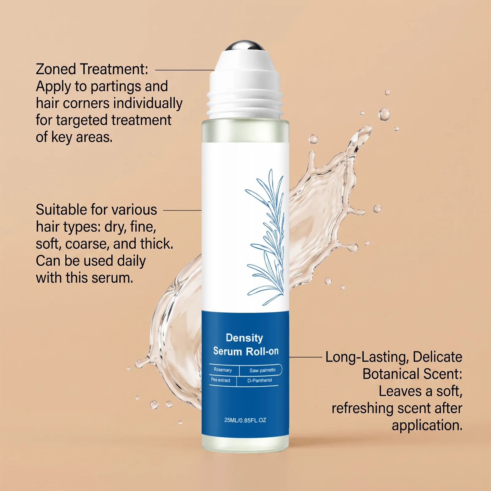Rosemary Hair Growth Serum Roll On Anti Loss Repair Damaged Follicle Deep Nourishing Boosts Hair Density Support Hair Regrowth