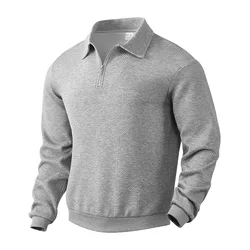 24 cross-border popular autumn long-sleeved lapel zipper men's loose casual top polo shirt