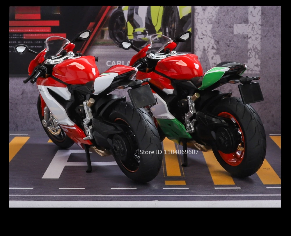 Maßstab 1:12 1199 Motorrad-Spielzeug-Modellautos, Legierung, Druckguss, Stoßdämpfung, Ton, Licht, Kettengestänge, Simulationsmotoren für Jungen – Detail 19