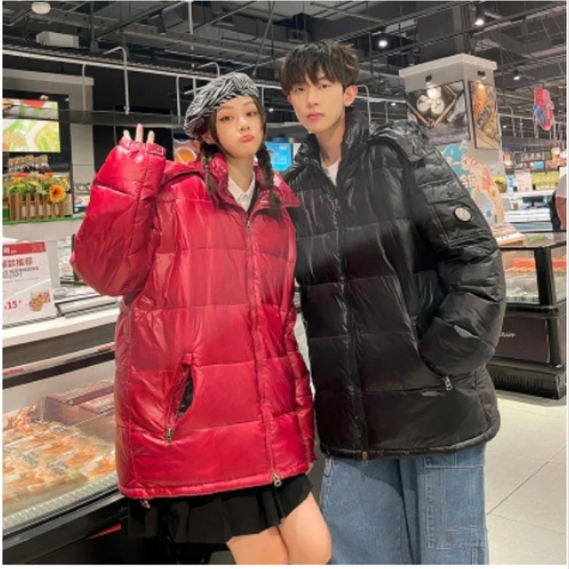 2025 Winter New Men Puffer Jacket Fashion Thick Men Women Duck Down Jacket Outdoor Warm Casual Coat Solid Color Hooded Overcoats