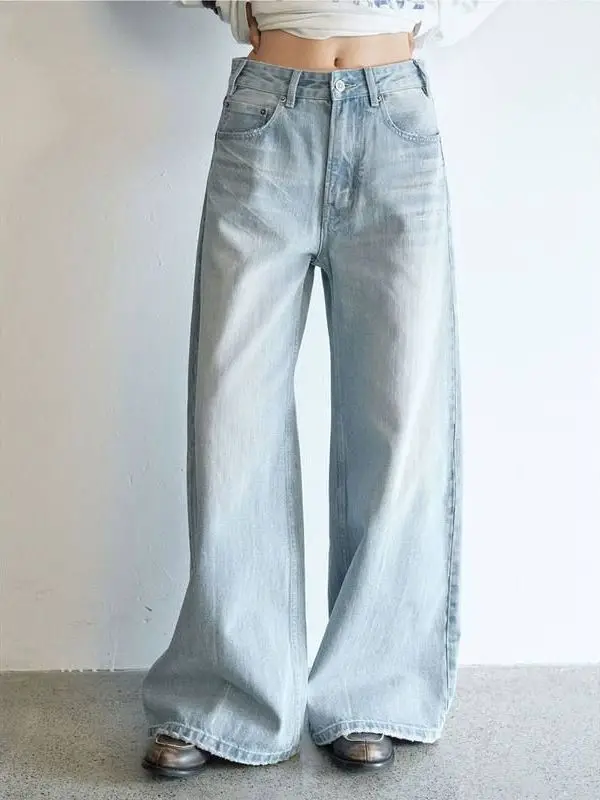 

Привет, сентябрь, винтажные хлопковые джинсы с завышенной талией, джинсовые брюки со средней талией, Новое поступление, женские модные трендовые брюки V902