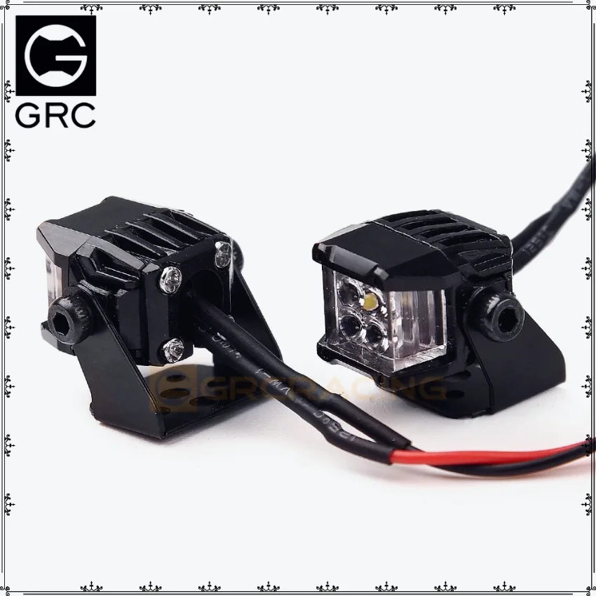 Grc 1:10 12mm Square Spotlights Led Simulation Searchlight Scale Light 1:10 for Trx4 Bronco Defender G500 RGT Scx10 Mst #g157s