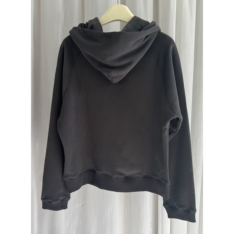 المرأة رمادي داكن هوديس الصوف القطن البلوفرات الإناث رسالة أجنحة مطرزة مقنعين البلوز سيدة طويلة الأكمام البلوز القمم