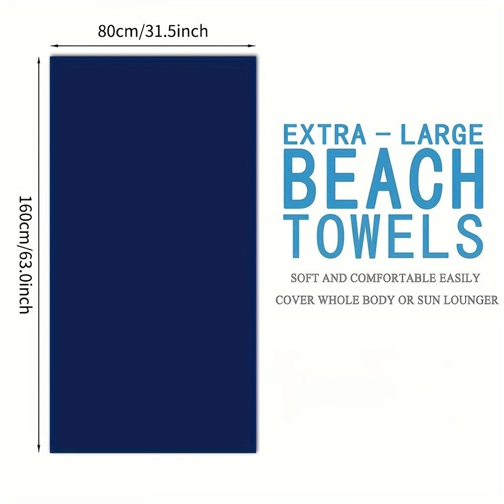 منشفة شاطئ ذات اسم شخصي - منشفة حمام سباحة مخصصة مقاس 80 × 160 سم للرجال والنساء، بطانية صيفية كبيرة سريعة الجفاف للشاطئ والسفر