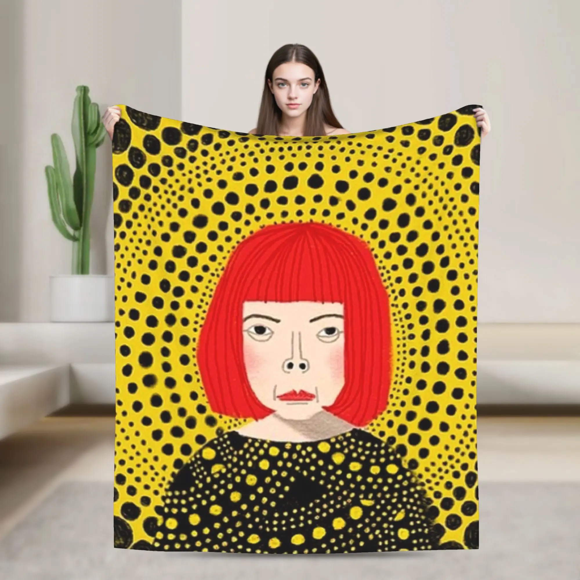 Yayois Kusamas Mystery Knitted Blanket Flannel Japanese Artist Super Warm Throw Blankets for Bed Bed Rug