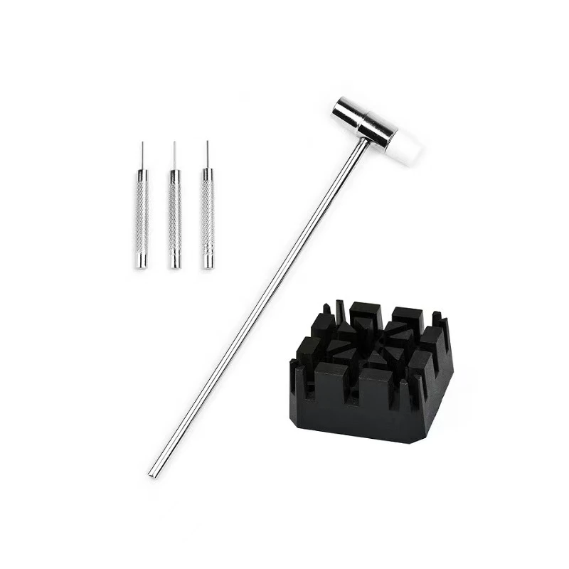 Watch Repair Tool Kit Watch Band Link Pin Remover Punch Hammer Bracelet Holder Strap Adjuster 5PCS Set Watchmaker Tool