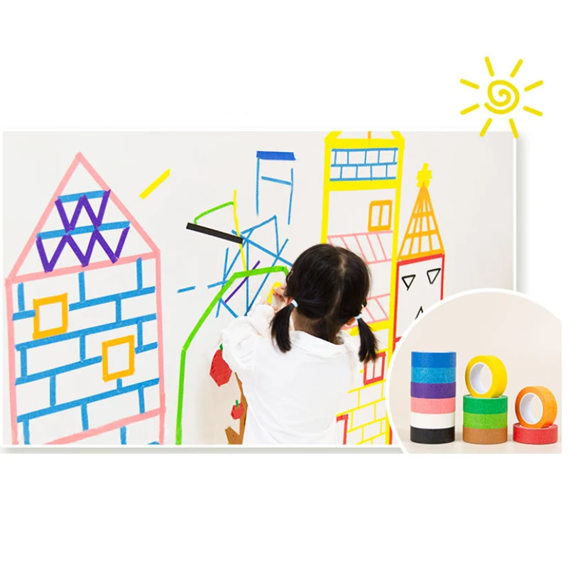 الملونة اوريغامي قوس قزح الفنان الشريط الأطفال DIY الحرف الزخرفية ملصقات ألعاب تعليمية شريط ورقي للزينة  #3