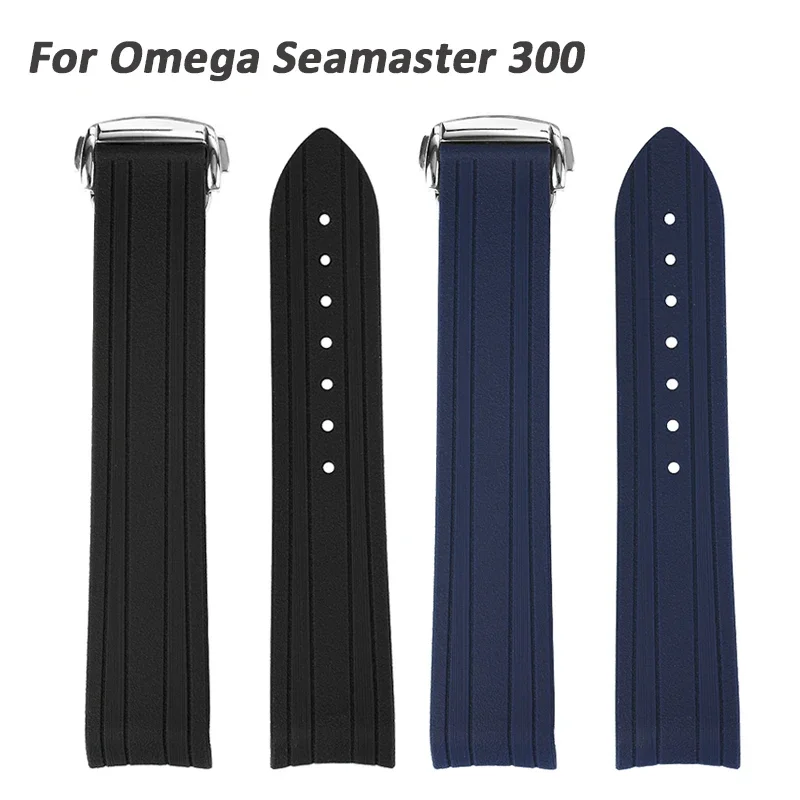 

Резиновый силиконовый ремешок для Omega Seamaster 300 150 600, ремешок для часов для мужчин и женщин, изогнутый конец, спортивный браслет с пряжкой для дайвинга, 20 мм