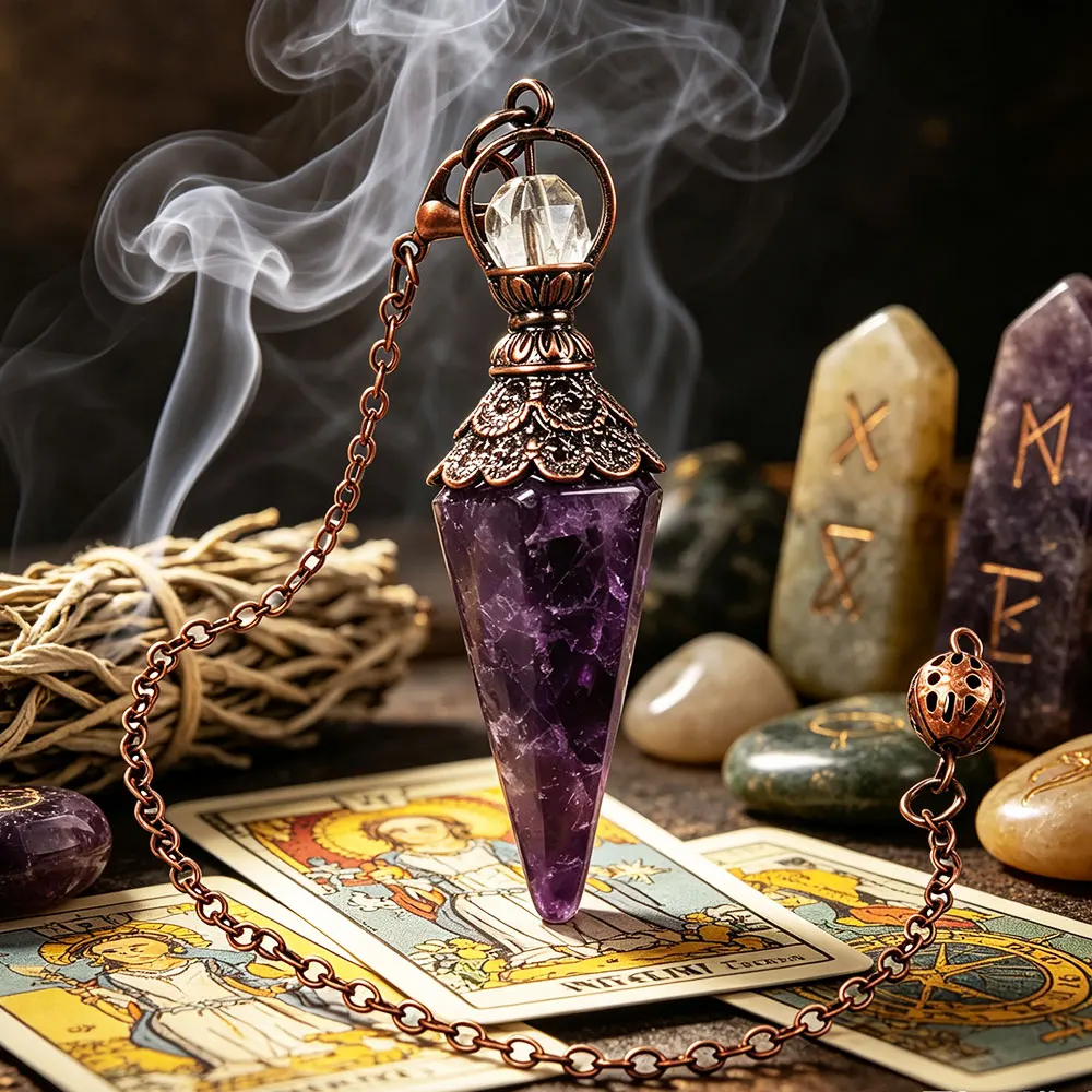 Cone Amethysts Natural Gem Stone Crystal Pendulum for Divination Healing Green Aventurine Lapis Lazuli Clear Quartz Pendulo X442