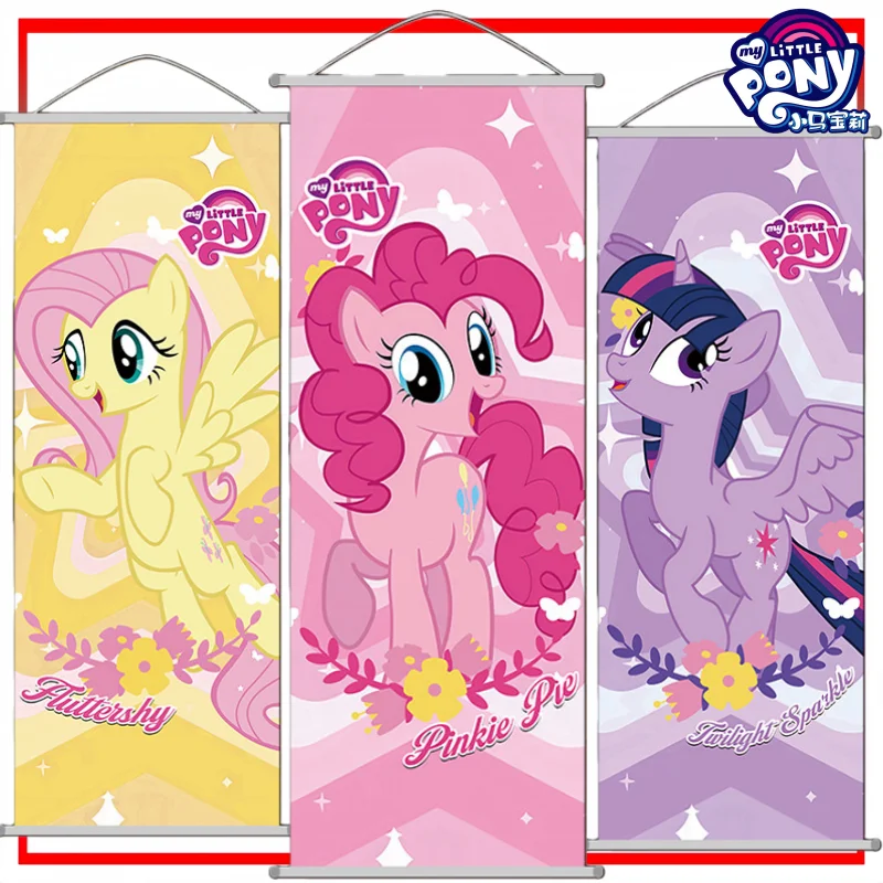 Pinturas colgantes de My Little Pony, póster de dibujos animados de Pinkie Pie, decoración navideña, mercancía de Anime, regalo de Festival de desplazamiento largo