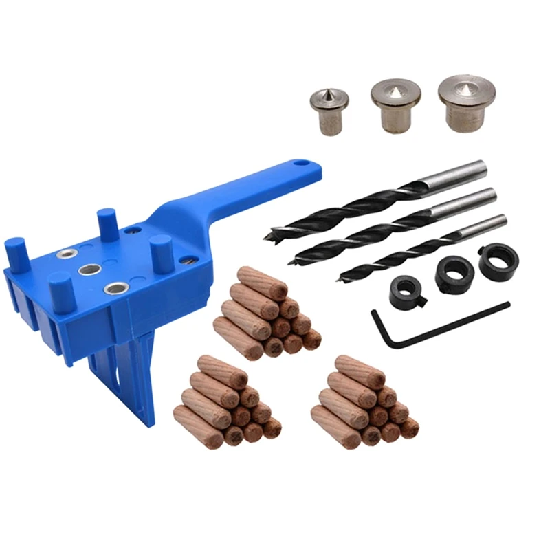 

A81M New 41Pcs 6/8/10Mm Drill Bit Woodworking Dowel Jig Drilling Doweling Hole Saw Drill Guide Hole Locator