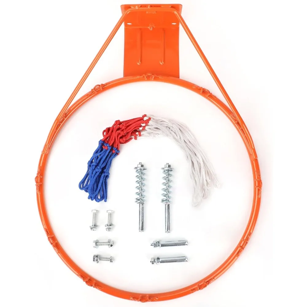 Heavy Duty 18" Steel Basketball Rim Breakaway Wall Mount Outdoor Double Spring All Weather Net