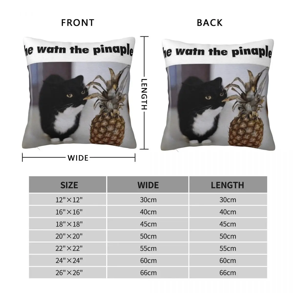 He Want The Pineapple Meme Square Pillowcase Polyester Linen Velvet Pattern Zip Decorative Throw Pillow Case Bed Cushion Cover