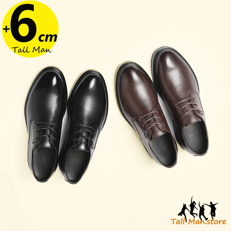 Wedding Men Leather Shoes Business Party  Elevator  Height Increase Insole 6CM Lift Man Formal  Dress Office Daily