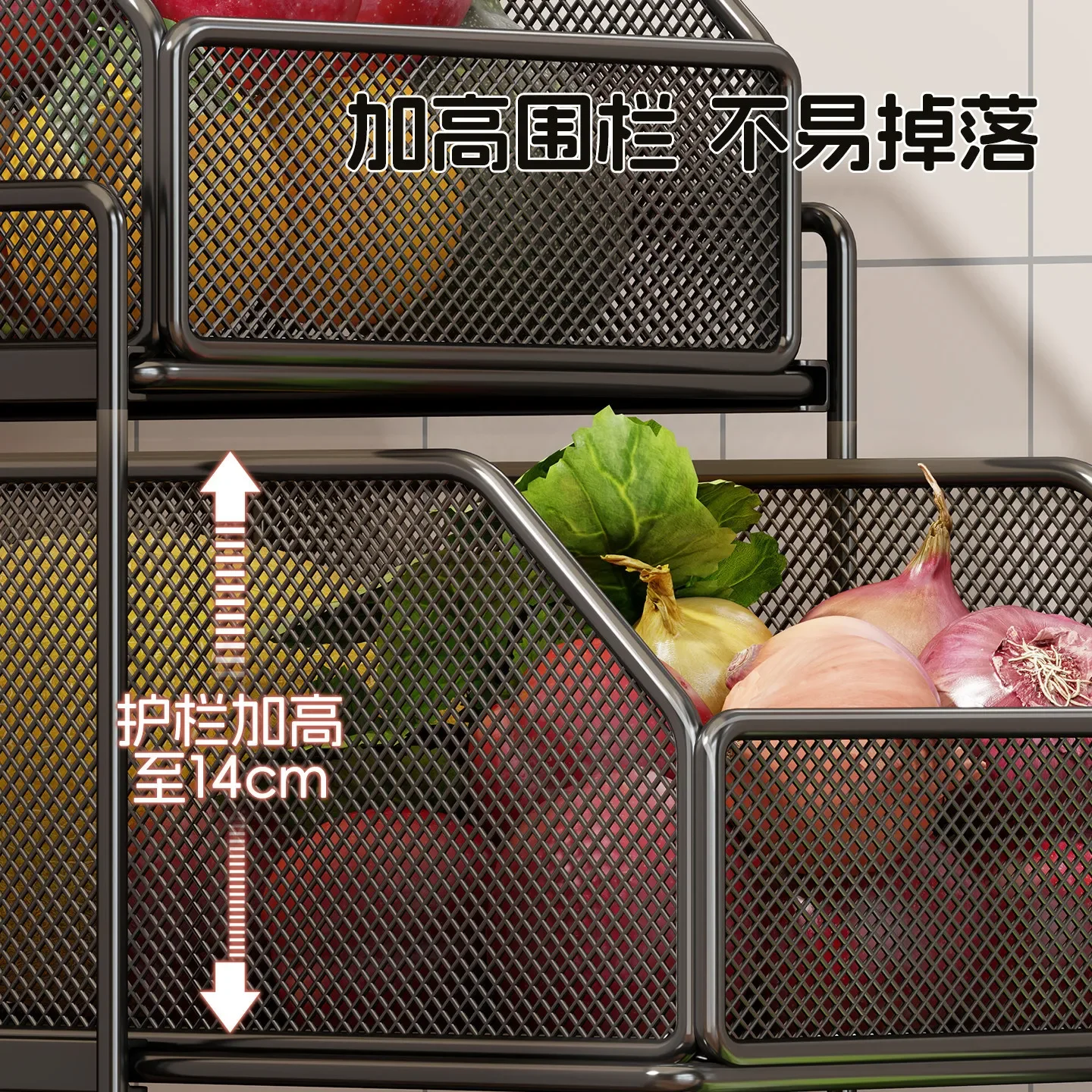 DSA Storage Essential, Vegetable and Ingredient Organizer Rack, Kitchen Ginger and Garlic Storage Rack, Multifunctional Rack
