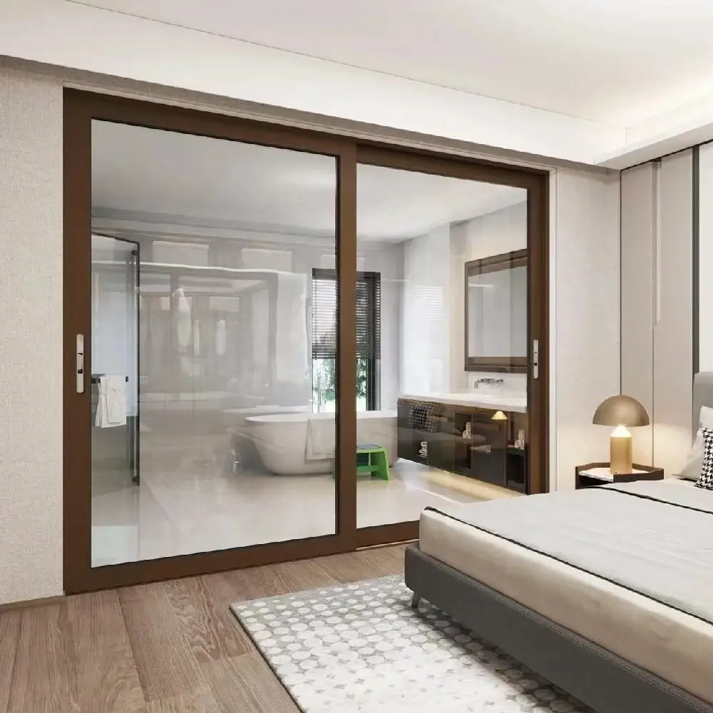

Bathroom Aluminium Thermal Break Partition Door Heat Insulation and Noise Reduction Manual Sliding Doors Living Room Glass Doors