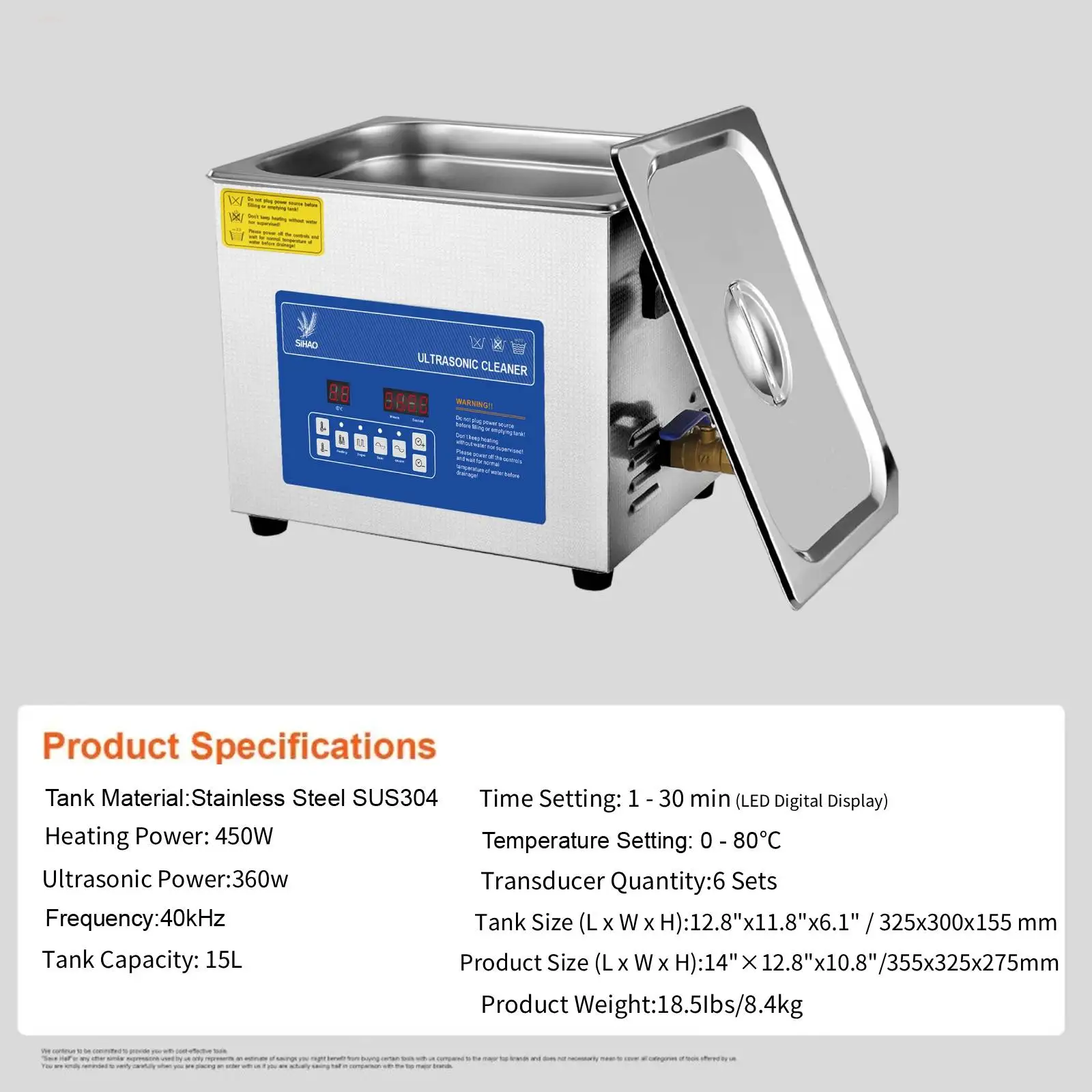Ultrasone reiniger voor thuis 1.3L-30L draagbare multifunctionele echografiemachine voor veelzijdige en efficiënte reiniging van huishoudelijke apparaten