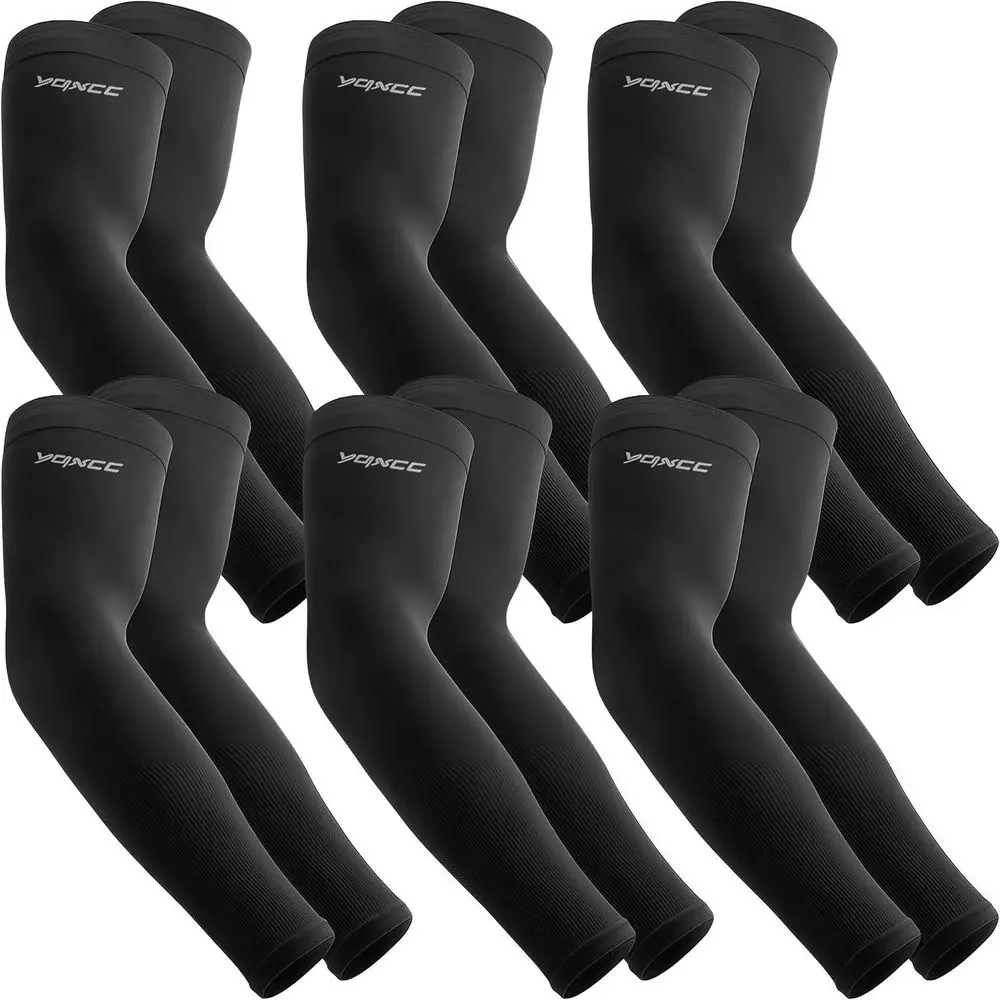 

6 Pairs UV 50+ Cooling Arm Sleeves for Sports and Basketball with Compression