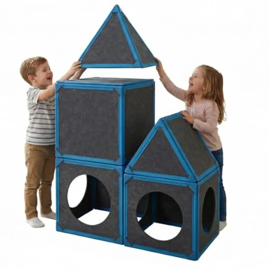 

Magnetic Fort Building Panels 16PCS blue felt panels for indoor playhouse construction, creative tunnel and structure building