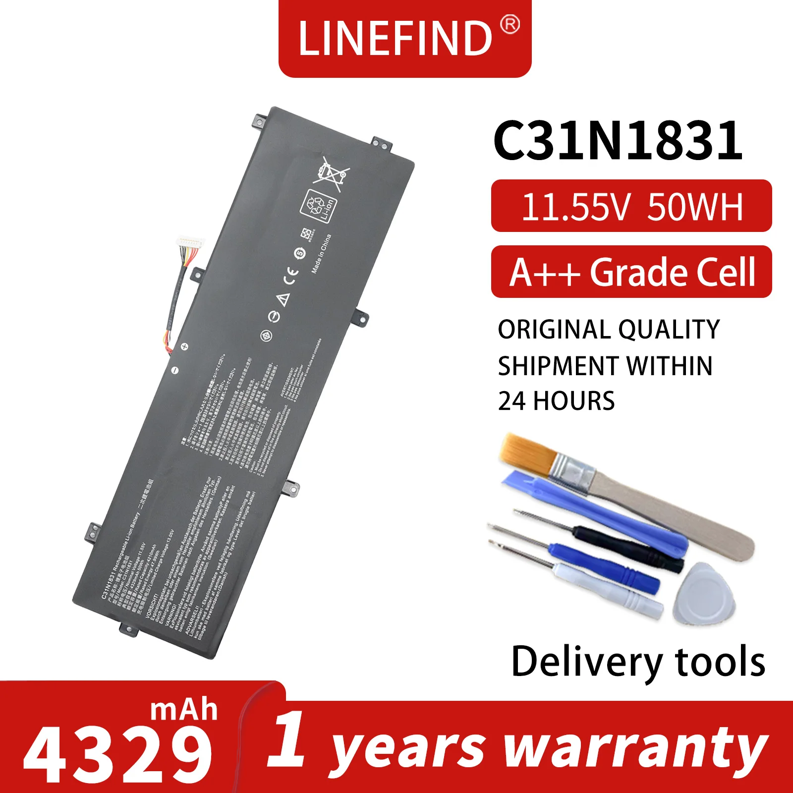 

LINEFIND C31N1831 Laptop Battery For ASUS P3540FA P3548FA P574FA PE574FA PX574F Series Notebook 0B200-03330200 11.55V 4335mAh