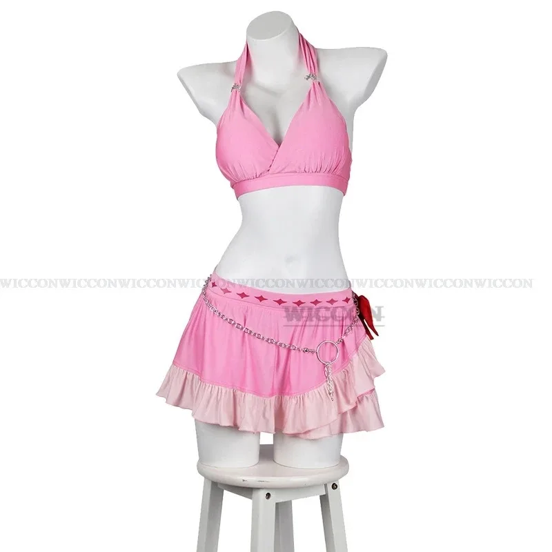 qq023Tifa Lockhart Cosplay Costume Game Final Fantasy VII Aerith Gainsborough Wig Summer Swimsuit Sexy Bikini Woman Carnival Sui