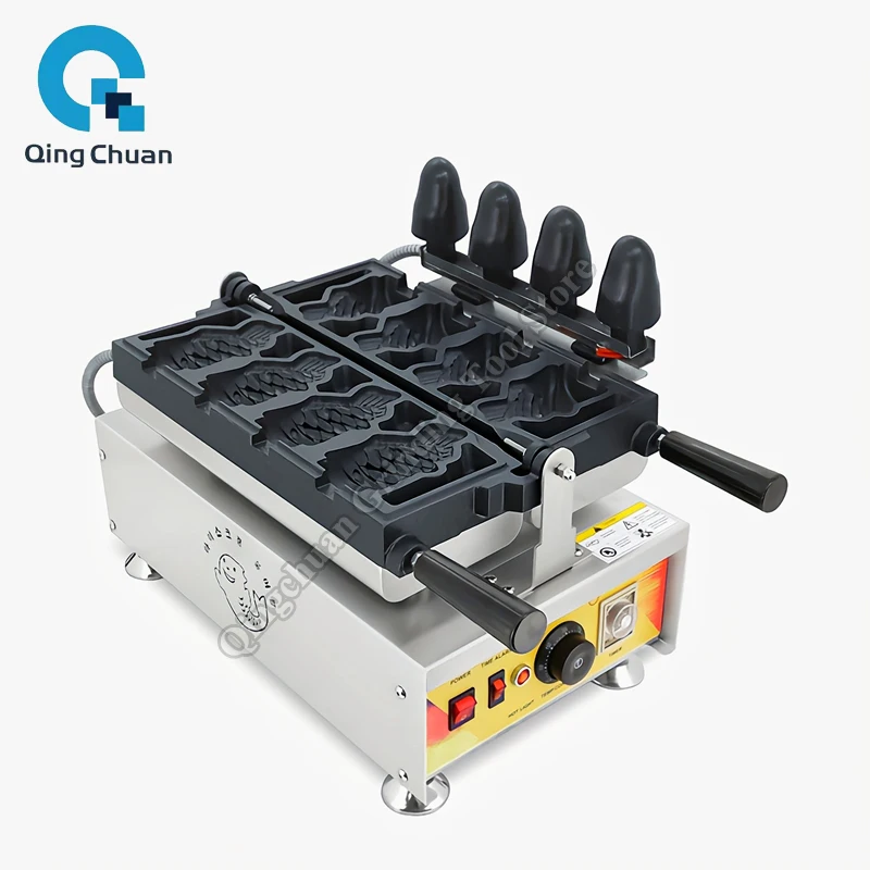 Fish Shaped Waffle Machine Commercial Electric Fish Shaped Ice Cream Taiyaki Waffle Machine Close Eyes Fish Waffle Maker - view 3
