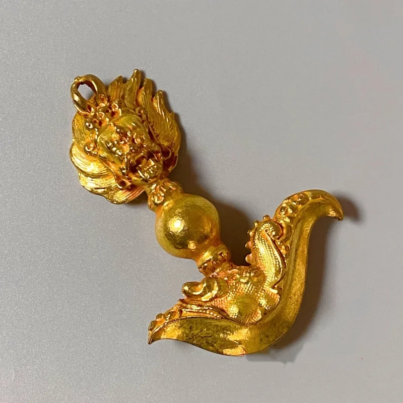 Vintage Copper Gold Plated Vajra Purging handle piece Tibetan Buddhist Nepalese Tantric faqi Desktop Ornament
