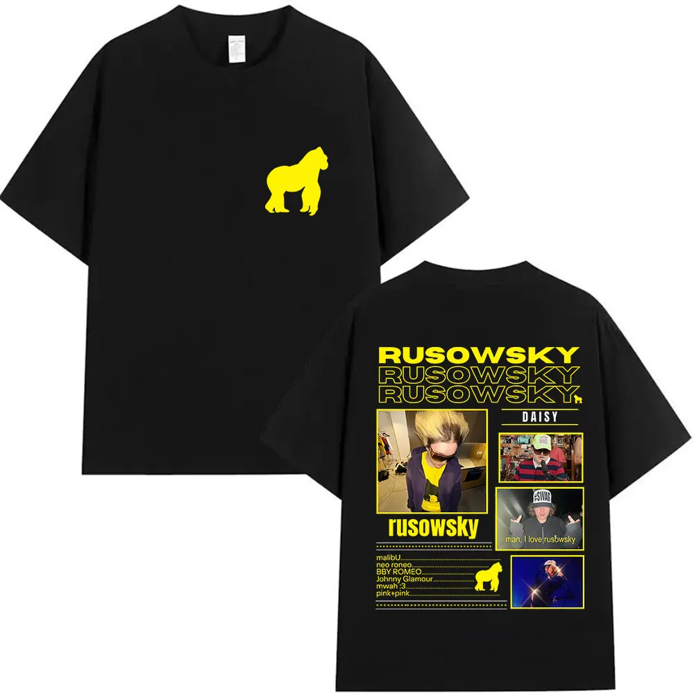 Rapper Rusowsky Daisy Album Tour 2026 Graphic T Shirts Men's Women's Hip Hop Vintage Fashion Oversized Cotton T-shirt Streetwear