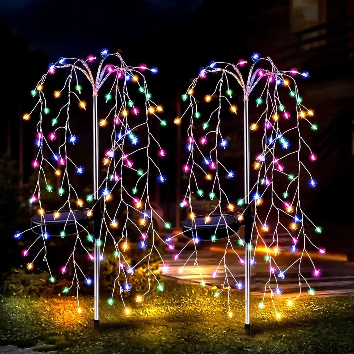 Guirlande lumineuse de feu d'artifice à énergie solaire, 120/200led, étanche, pour l'extérieur, féerique, pour cour, jardin, décoration de fête du Ramadan