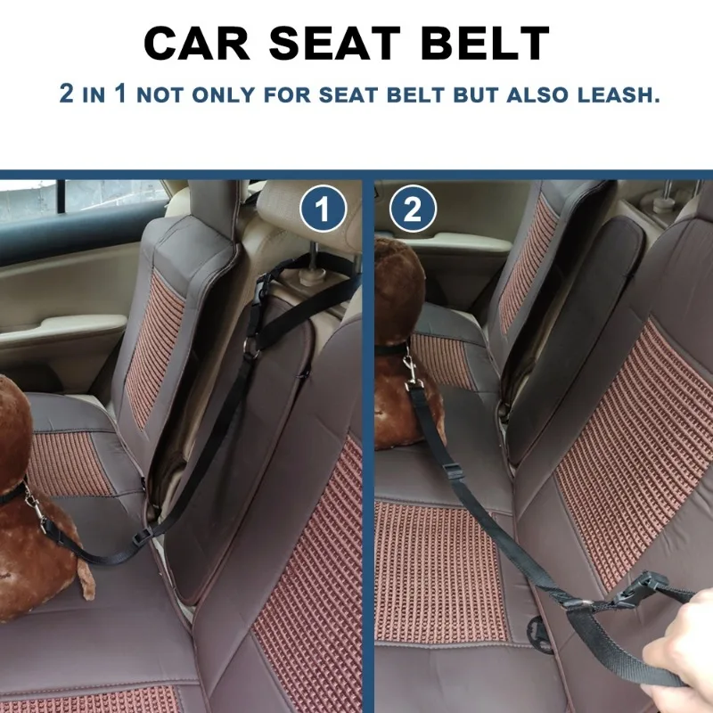 Solid Two-in-one Pet Car Seat Belt Lead Leash BackSeat Safety Belt Adjustable Harness for Kitten Dogs Collar Pet Accessories