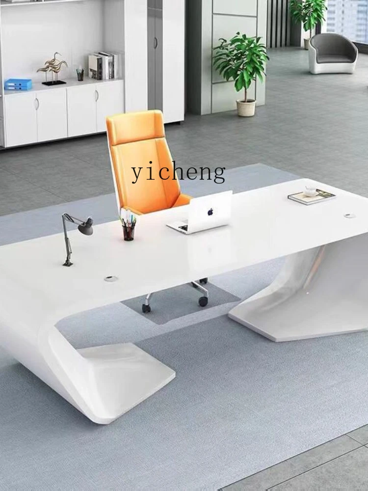 YY Paint Desk Atmosphere Boss Desk Shaped Office Desk for Boss Simple Modern