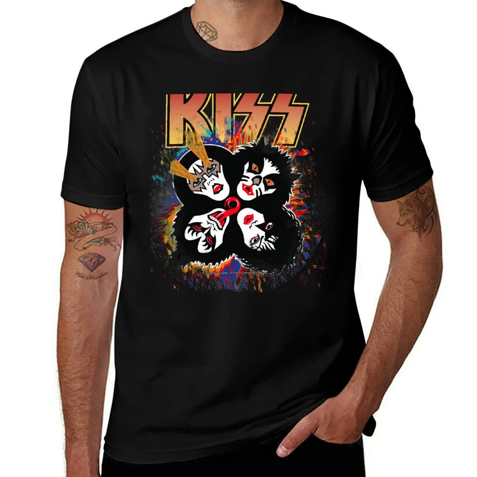 

t Over the summer man Logo funny KISS shirts Splash t - shirt Rock T-Shirt t man for and Roll Band shirts cotton  designer