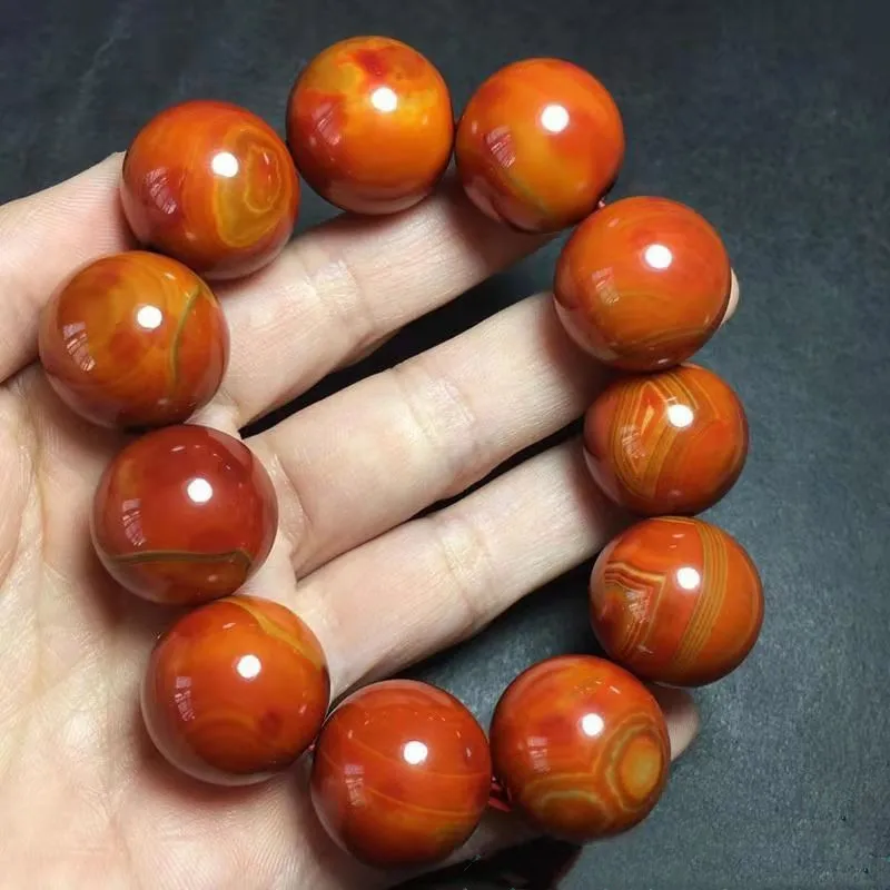 Factory Wholesale Warring States Red Agate Jade round Beads Men's Atmospheric Jade Jadeware Live Supply Bracelet