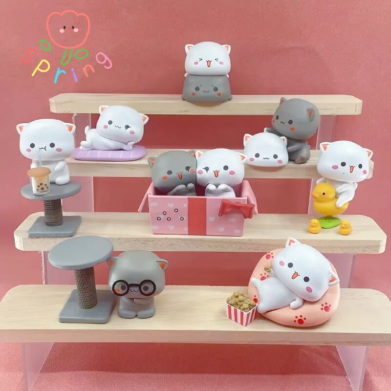 Mitao Cat 2 Kawaii Season Lucky Cat Cheap Cute Cat Blind Box Toys Surprise Figure Cartoon Doll Model Collect Home Birthday Gifts