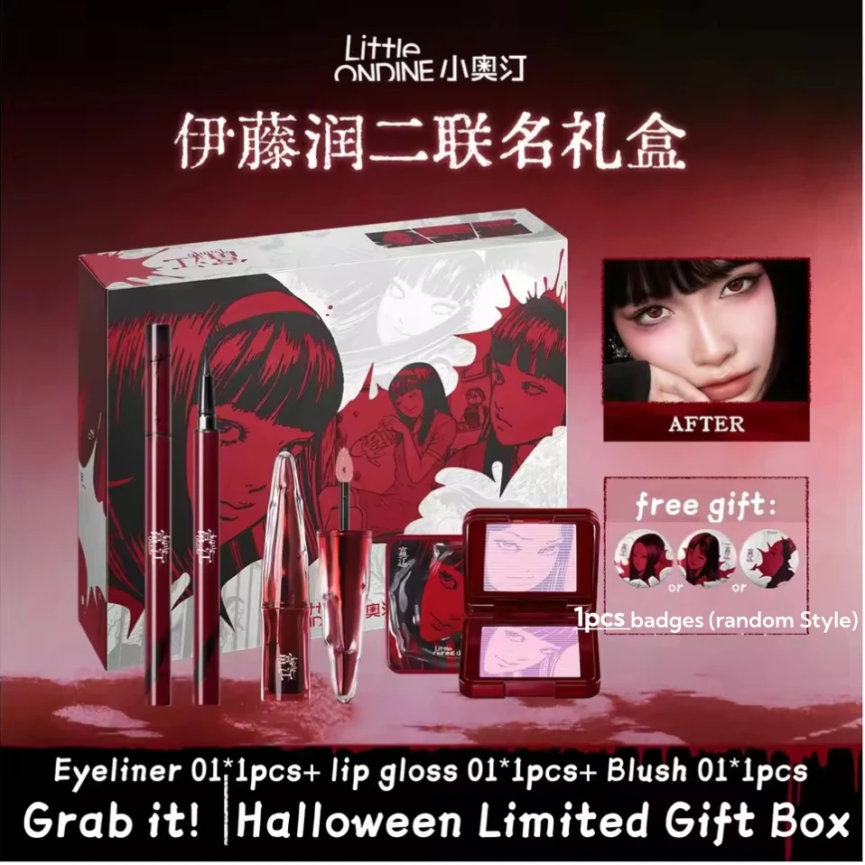 Makeup Set Little Ondine Fujiang With Badge Floating Shadow Blush Palette Eyeliner Pencil Mascara blush Liquid Lipstick Cosmetic image 3