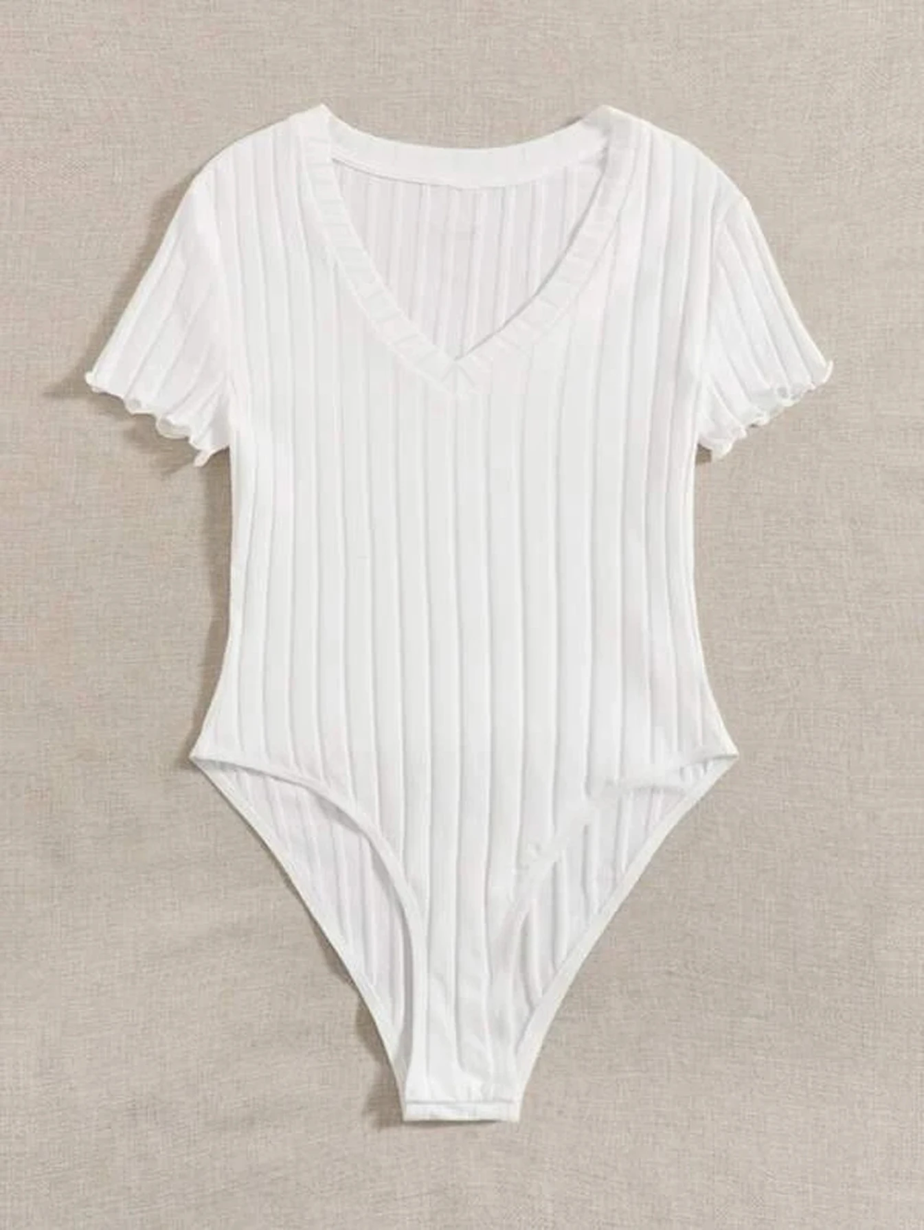 Neues kurzärmeliges, schmales T-Shirt mit V-Ausschnitt, sexy und vielseitiger, eng anliegender Jumpsuit. – Detail 6
