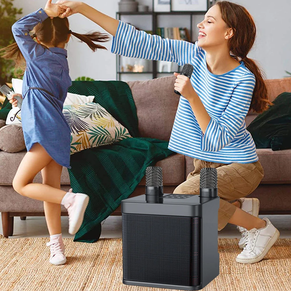 آلة الكاريوكي، مكبر صوت بلوتوث محمول، مكبر صوت PA مع 2 ميكروفونات كاريوكي لاسلكية، يدعم TF/USB/AUX للحفلات المنزلية #6