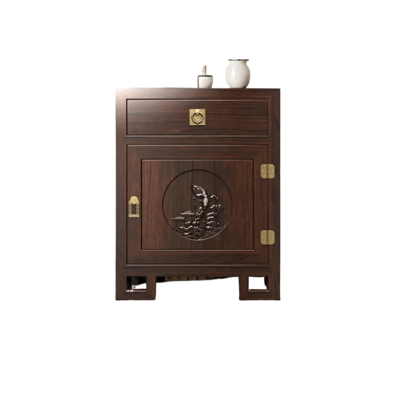 New Chinese solid wood furniture bedside table household small bedroom storage invisible safe integrated
