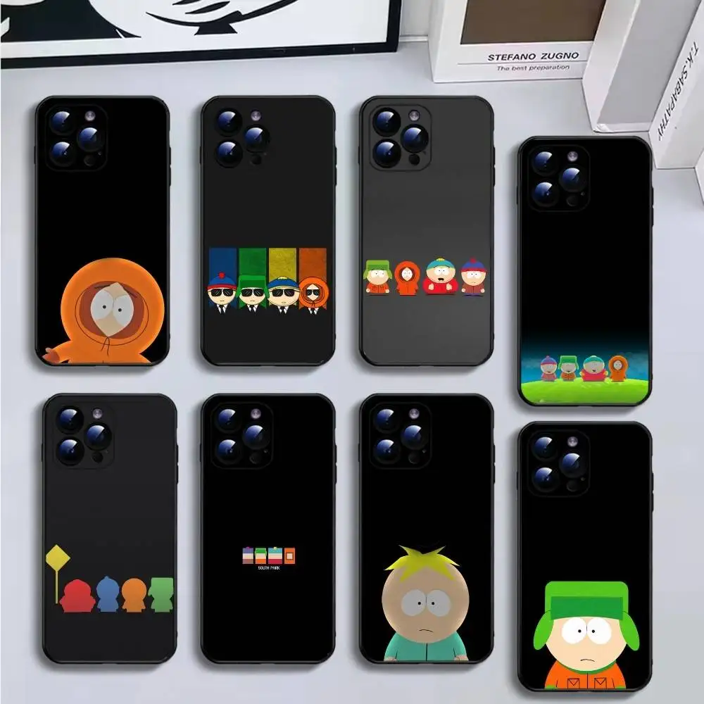 

Funny S-South-P-Park Phone Case For iPhone16,15,14,13,12,11 Plus,Pro Max,XS,X,XR,SE,Mini,8,7,Soft Black Cover