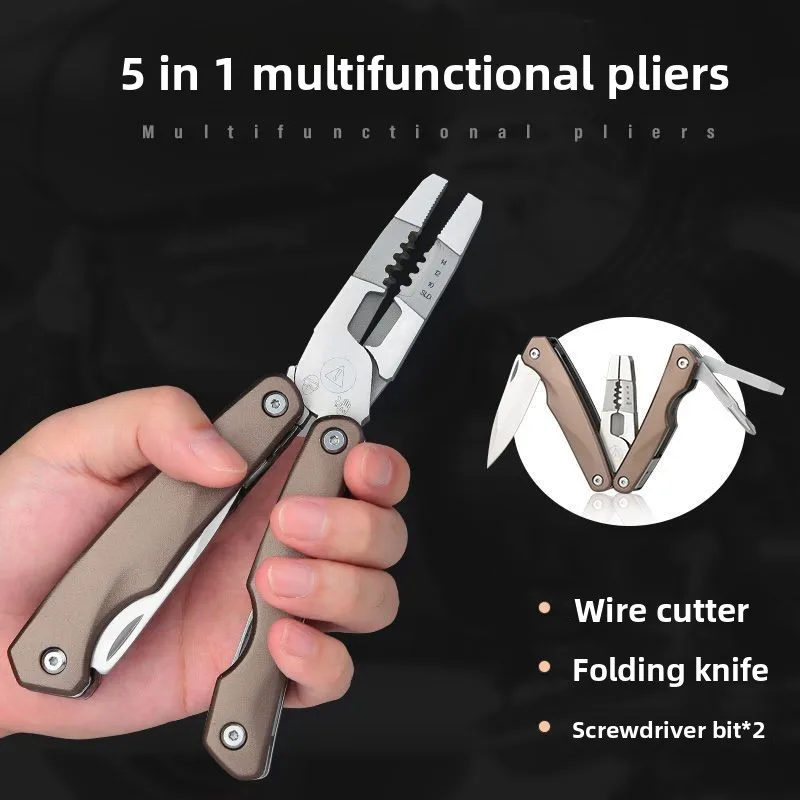 

5-in-1 multifunctional folding pliers with screwdriver, heavy-duty folding knife, portable multifunctional tool pliers