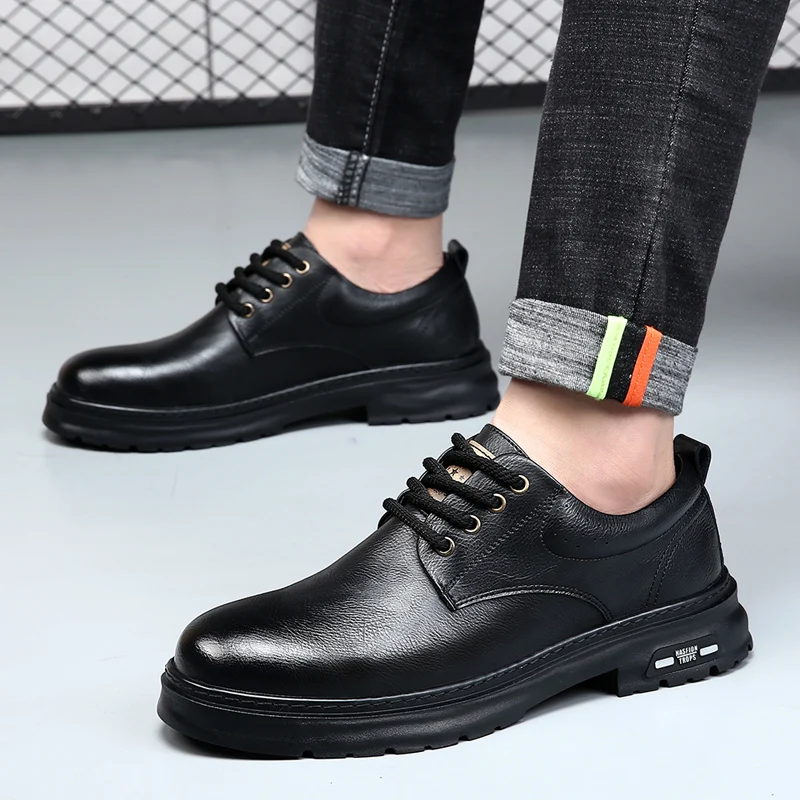 Men Casual Shoes lace up Luxury Brand Outdoor Work Formal business Shoes Fashion Leather Oxfords Shoes Office Dress Shoe for Men