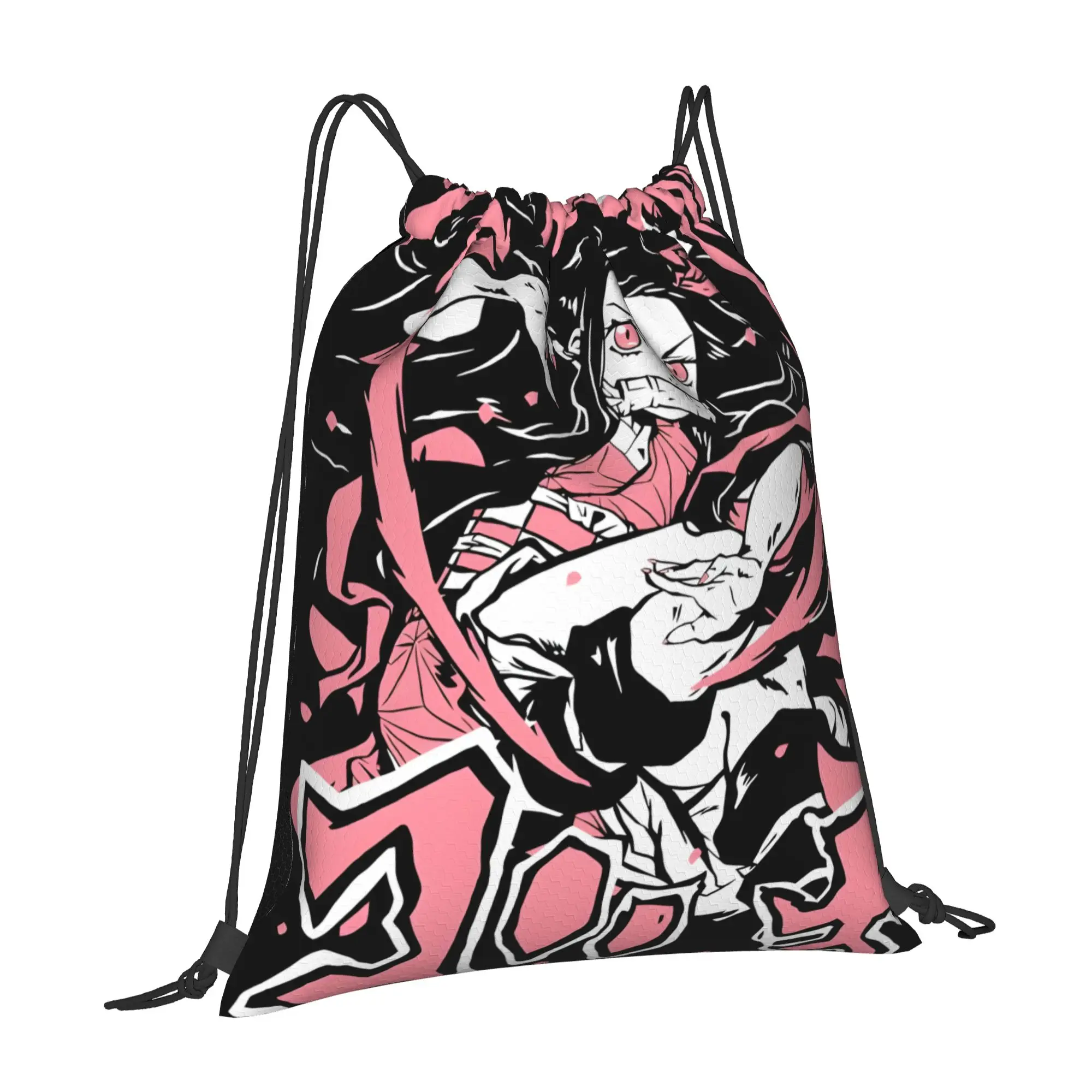 1 pc Demon Girl Demon Slayer Portable Sports Drawstring Bags Storage Backpacks