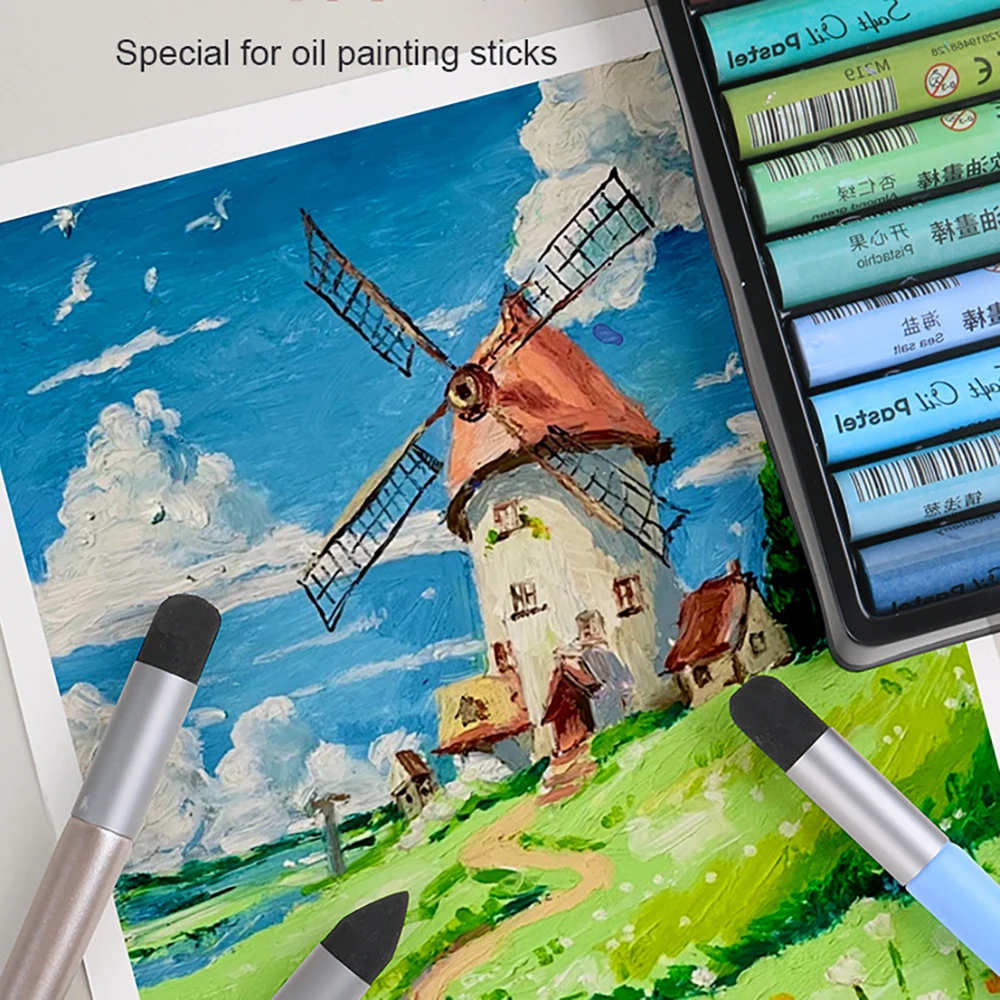 مجموعة فرش رسم ورقية مع 3 فرش، فرشاة عصا الرسم الزيتي، فرشاة فرك خاصة للتطبيق #2